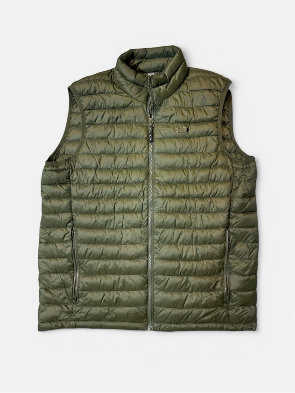 Oakley mens M Medium army green full zip puffer vest EUC